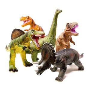Boley 5 Piece Jumbo Dinosaur Set - Realistic, Highly Detailed Toy Dinosaurs For Kids, Toddlers, And Children - Educational Gifts For Boys And Girls - Ideal For Party Favors And Birthday Gifts