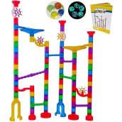 Marble Run For Kids Age 4-8: 138Pcs Marble Race Track Marble Maze Games , Fun Glow In Dark Glass Marbles Galaxy , Indoor Learning Building Stem Toy For 4 5 6 + Year Old Gift For Toddlers