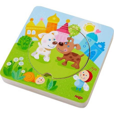 Haba 303536 Wooden Puzzle Frolicking Animal Children, Multicolour