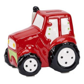 Creative Gifts International Red Harvesting Farm Tractor Piggy Bank, 6" X 6", Shiny Ceramic Finish, Gift Box Included