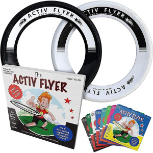 Activ Life Kids Flying Rings, 2 Pack, White/Black, Toy List For Kids Age 3+, Beach Water Games Gear Items, Outdoor Stuff And Family Backyard Essentials