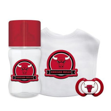 BabyFanatics Sports Themed 3 Piece gift Set with Bib, Pacifier, & Bottle - chicago Bulls NBA - for Boys & girls Ages 6 Months & Up