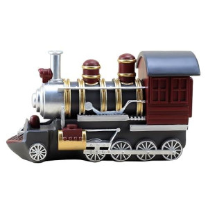 Colias Wing Home Decor Retro Style Vintage Train Shape Design Coin Bank Money Saving Bank Toy Bank Cents Penny Piggy Bank-Red/Green