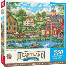Masterpieces 550 Piece Jigsaw Puzzle For Adults, Family, Or Kids - Swan Pond - 18"X24"