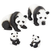 Terra By Battat - 4 Pcs Giant Panda Family - Realistic Plastic Animal Figures - Zoo Animal Toys For Kids And Toddlers Age 3+
