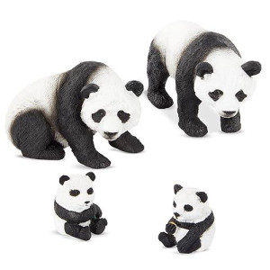 Terra by Battat - Giant Panda Family - Small Panda Bear Animal Toys for Kids 3-Years-Old & Up (4 Pc) , Brown