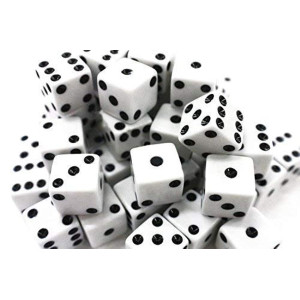 100 Pc White Dice (16MM), Board games, Parties, Educational Activities