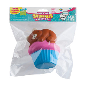 The Orb Factory Jumbo Bear Cupcake Soft'N Slo Squishies, Brown/Pink/Blue, 10.83 X 9.25'' X 3.50