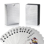 Joyoldelf Silver Foil Poker Playing Cards, Waterproof Deck Poker Card With Gift Box, Perfect For Party And Game