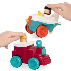 Battat - Wind-Up Vehicles - Pull-Back Cars - Toy Plane & Train Combo - Cause-And-Effect Toys - 18 Months + - Pump And Go Airplane + Pump And Go Train Engine