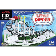 Cdx Blocks: Little Dipper - 324 Pcs, Building Brick Set, Gravity Powered Roller Coaster Model, Promotes Stem Learning