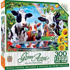 MasterPieces Green Acres 300 Puzzles Collection - Moo Love 300 Piece Jigsaw Puzzle, 18" x 24"