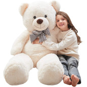 Misscindy Giant Teddy Bear Plush Stuffed Animals For Girlfriend Or Kids 47 Inch, (White)