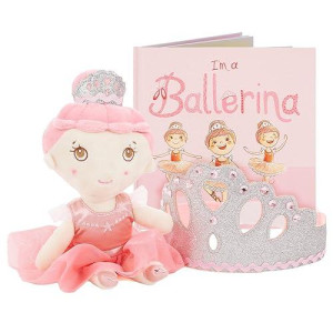 Tickle & Main, Ballerina Princess Gift Set- Includes Book, Ballerina Doll Toy, and Tiara Crown for Little Girls. Great for Birthday, Ballet Recital, Christmas, and Toddler Role Play