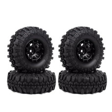Injora Rc Wheel Set 1.9Inch Tyre Set 4Pcs Beadlock Wheel Rim & Rubber Tires For 1/10 Rc Crawler Axial Scx10 90046 90047 Tamiya Cc01 D90 Tf2 (Black)