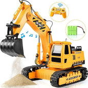 Double E Excavator Toys For Boys Remote Control Excavator 11 Channel 1:20 Construction Toys Tractor, Rc Excavators Sandbox Digger Toys Gifts For Boys 4-12 Years