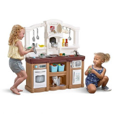 Step2 Fun With Friends Kids Kitchen, Indoor/Outdoor Play Kitchen Set, Toddlers 2+ Years Old, 25 Piece Kitchen Toy Set, Easy To Assemble, Tan