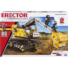 Meccano Erector, 2-In-1 Excavator And Bulldozer Model Set, For Ages 10 And Up, Steam Construction Education Toy