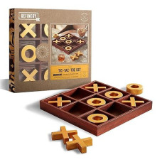 Refinery Premium Solid Wood Tic-Tac-Toe Board Game, Giant Gold 14