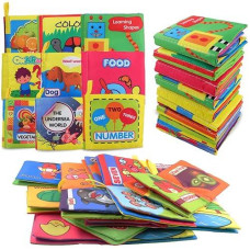 Pokonboy 9 Pack Soft Baby Cloth Books First Year, Non-Toxic Fabric Infant Quiet Books Of Babies Newborns Early Education Baby Toys