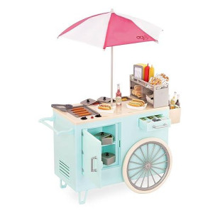 Our Generation By Battat- Retro Hot Dog Cart- Toy, Cart & Accessory Set For 18" Dolls- For Age 3 Years & Up
