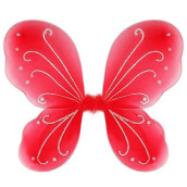 Dushi Colle Girls Butterfly Fairy Red Wings For Fairy Costumes Sparkle Fairy Princess Wings Party Favor Red