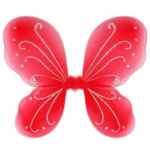 Dushi Colle Girls Butterfly Fairy Red Wings For Fairy Costumes Sparkle Fairy Princess Wings Party Favor Red