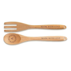 Monogrammed Spoon And Fork Set - Engraved Kitchen Utensils And Decor - Wedding And Mother