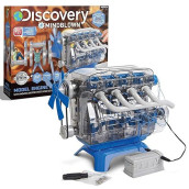 Discovery #Mindblown Model Engine Building Kit, Diy 4-Cylinder Combustion Engine, Working Pistons Fan Valves Belts Led Lights, Stem Mechanic Engineering Construction Experiment Set, Kids & Adults Gift