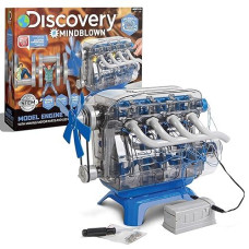 Discovery #Mindblown Model Engine Building Kit, Diy 4-Cylinder Combustion Engine, Working Pistons Fan Valves Belts Led Lights, Stem Mechanic Engineering Construction Experiment Set, Kids & Adults Gift