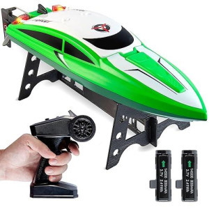 Force1 Velocity Green Fast Rc Boat - Remote Control Boat For Pools And Lakes, Underwater Rc Speed Boat, Mini Rc Boats For Adults And Kids, 2.4Ghz Remote Controlled Boat With 2 Rechargeable Batteries