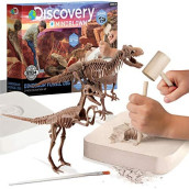 Discovery #Mindblown Dinosaur Fossil Dig Excavation Kit, 15-Piece T-Rex & 10-Piece Velociraptor, 3D Skeleton Puzzle Display Models, Includes Tools & Safety Glasses, Jurassic Dino Toy For Kids