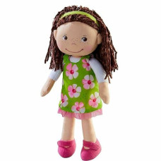 Haba Coco 12" Soft Doll With Brown Hair, Embroidered Face, Removable Green Dress And Matching Headband - Machine Washable For Ages 18 Months +