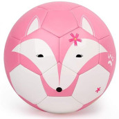 Pp Picador Kids Soccer Ball Cute Cartoon Toddler Ball With Pump Toys Gift For Girls Boys Indoor Outdoor(Pink Fox, Size 1)
