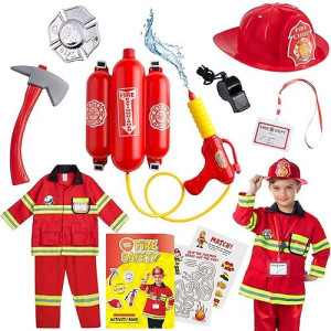 Born Toys Fireman Costume For Kids Ages 3-7, Washable Firefighter Dress Up Clothes?For?Play