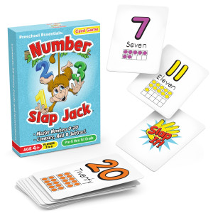 Number Slap Jack A Math Card Game For Kids Ages 4 And Up The Easy Way To Learn Numbers 0-20 4 Fun Ways To Play Featuring Ten Frames And Operator Cards <>,+,-,= Prek - 1St Grade