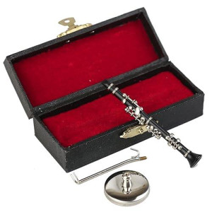 Dselvgvu Miniature Clarinet With Stand And Case Mini Musical Instrument Mini Clarinet Miniature Dollhouse Model Christmas Ornament (3.11")