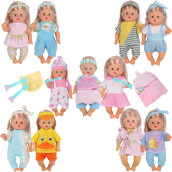 Young Buds 10 Sets For 10-11-12 Inch Baby Doll Clothes Dress Newborn Baby Doll Accessories Gown Costumes Outfits With Schoolbag Kitchen Toy Xmas Gift-Wrap