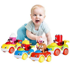 Lukat Cars Toys For 1 2 3 Year Old Boys And Girls, Push And Go Friction Powered Vehicles Toy Set Of 4 Baby Cars