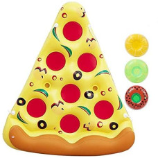 Giant Inflatable Pizza Pool Float Raft Outdoor Swimming Pool Inflatable Float .Fun Pool Floaties, Swim Party Toy, Summer Pool Raft With 3 Pack Inflatable Drink Holders.
