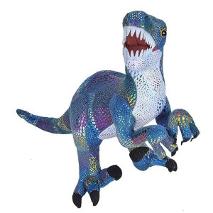 Wild Republic Glitter Dinosaurs Velociraptor Plush Stuffed Animal Toy, Gifts For Kids, 20"