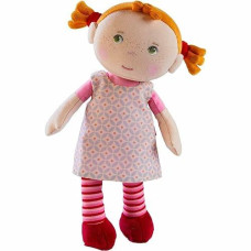 Haba Snug Up Doll Roya - 10 Soft Doll With Red Pigtails And Pink Dress - Machine Washable - For 18 Months And Up