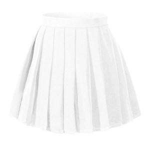 Beautifulfashionlife Women`S Pleated Band Show Perfermance Skirt (S,White)