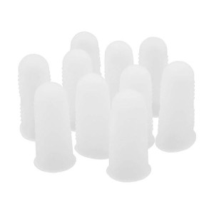 Qulable 10 Pieces Silicone Finger,Finger Protector, Finger Sleeves Great For Glue/Craft/Sewist/Wax/Rosin/Resin/Honey/Adhesives/Finger Cracking/Sport Games (White)
