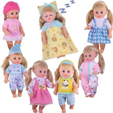 Young Buds Pack Of 6 For 11-12-13 Inch Reborn Alive Baby Doll Clothes Outfits With Pillow Quilt Sheet Accessories Birthday Xmas Gift