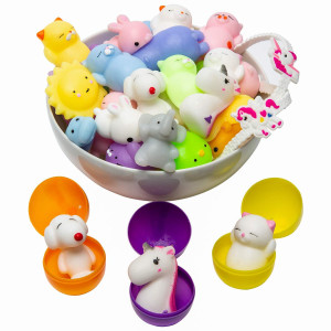 Mochi Squishy Toys - 3 Surprise Eggs Claw Machine Prizes Toys Refill, 16Pcs Animal Squishies Mini Kawaii Cat Stress Relief Unicorn Party Favors For Kids Classroom Prize, Easter Basket Stuffers Fillers