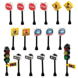 Building Toys City/Town/Village/Street Signs Set 15. Stop. Traffic Lights. Custom