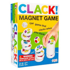 Amigo Games Clack! Magnetic Stacking Game - The Game That Clacks When You Stack - Roll The Dice, Match The Color & Shape, Tallest Stack Wins - Perfect Family Game Or Kids Game For Ages 5+