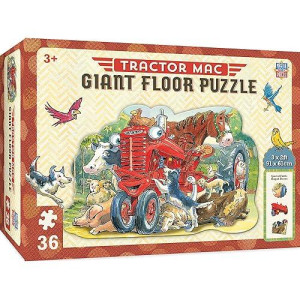Masterpieces Floor Puzzle - Jumbo Size 36 Piece Jigsaw Puzzle For Kids - Tractor Mac Farm Shaped Puzzle - 3Ftx2Ft