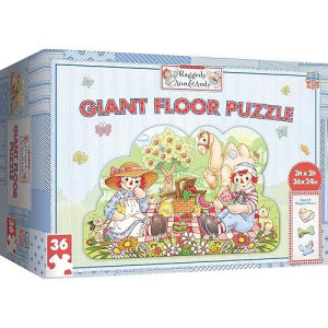 Masterpieces Floor Puzzle - Jumbo Size 36 Piece Jigsaw Puzzle For Kids - Raggedy Ann & Andy Shaped Puzzle - 3Ftx2Ft